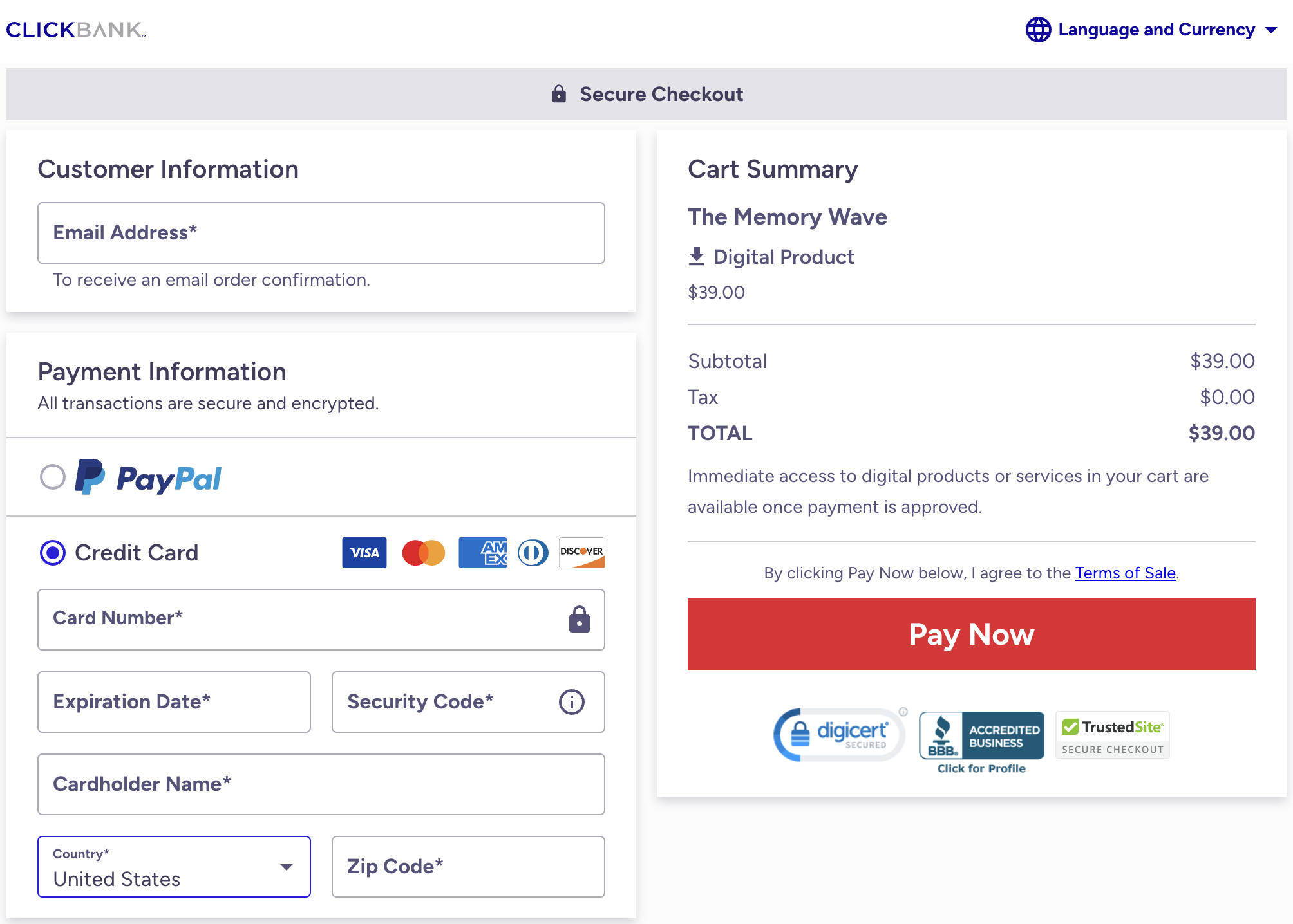 The Memory Wave Checkout Page